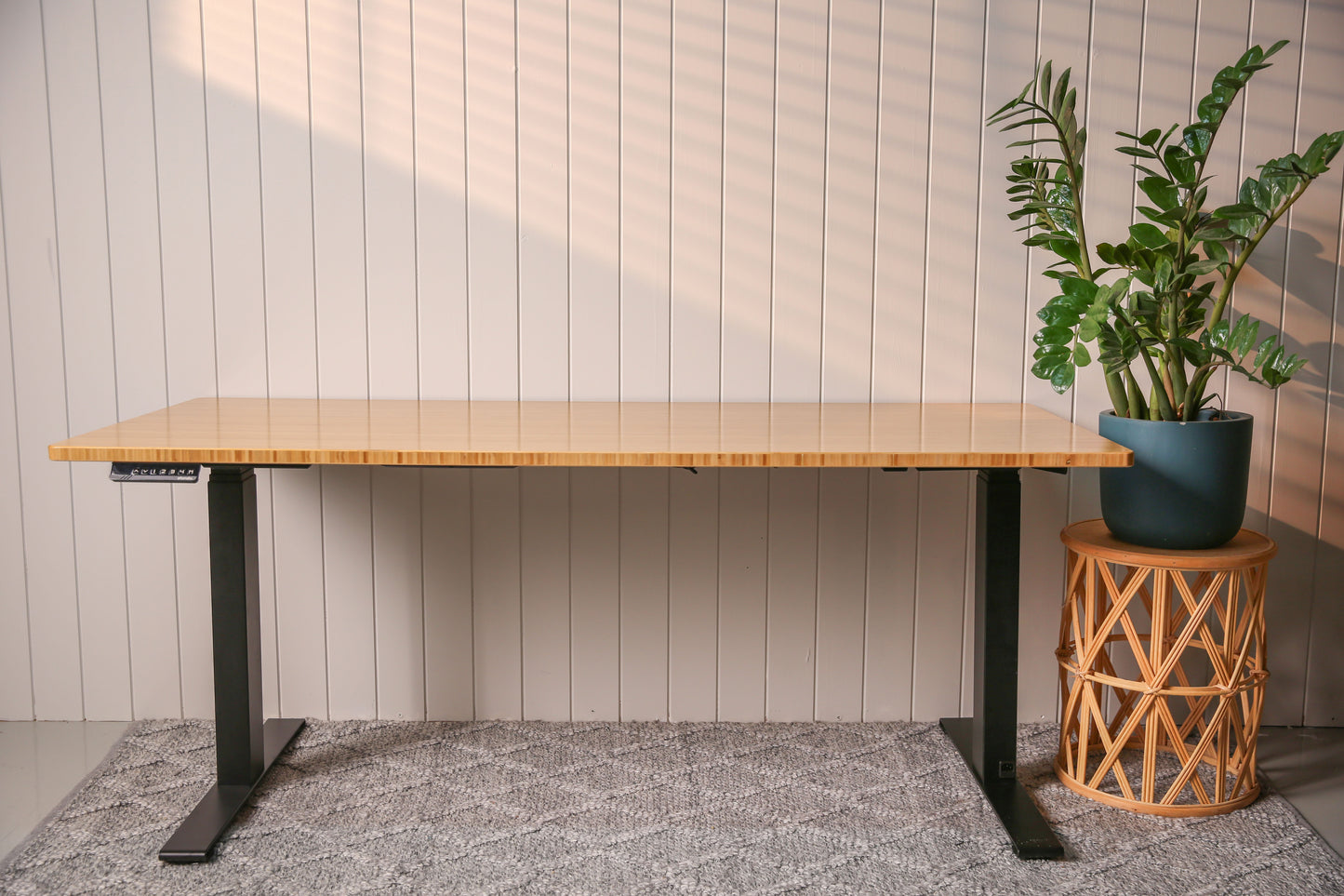 The Pulse Bamboo 1800w Sit Stand Desk Straight to Business Set