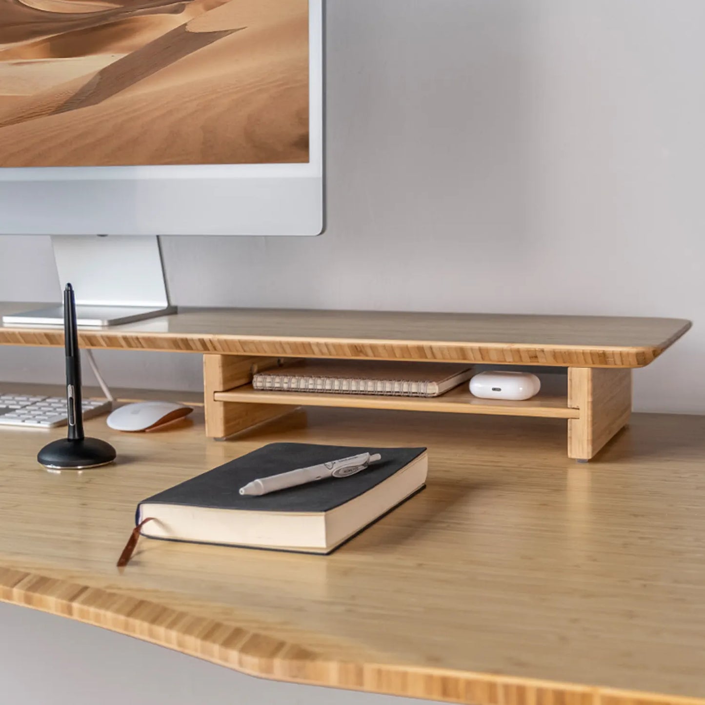 Bamboo Desk Riser With Shelf
