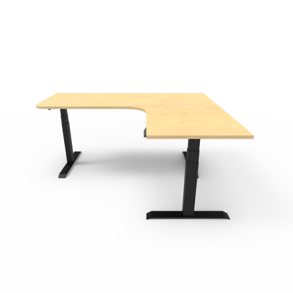 Summit Series Custom Melamine Corner Sit Stand Desk - Right Return