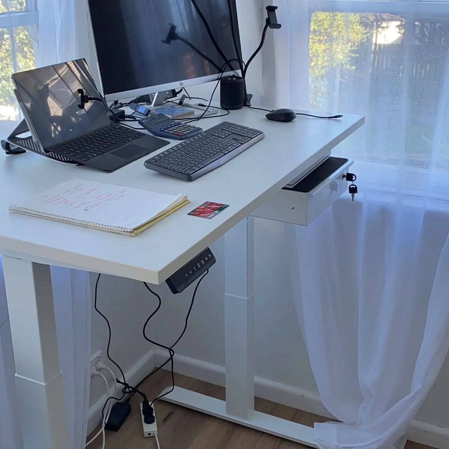 Arena Series White Melamine Sit Stand Desk