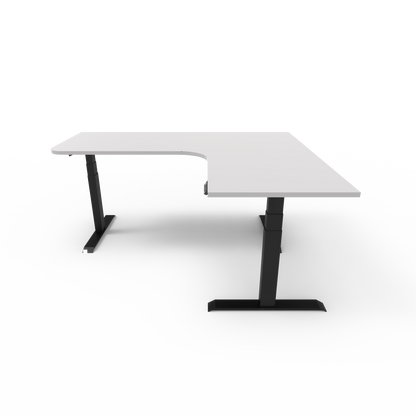 Summit Series Custom Melamine Corner Sit Stand Desk - Right Return